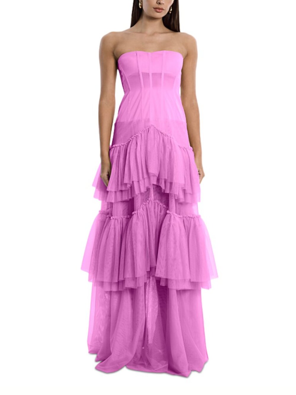 BCBGMAXAZRIA Corset Tulle Gown in Pink
